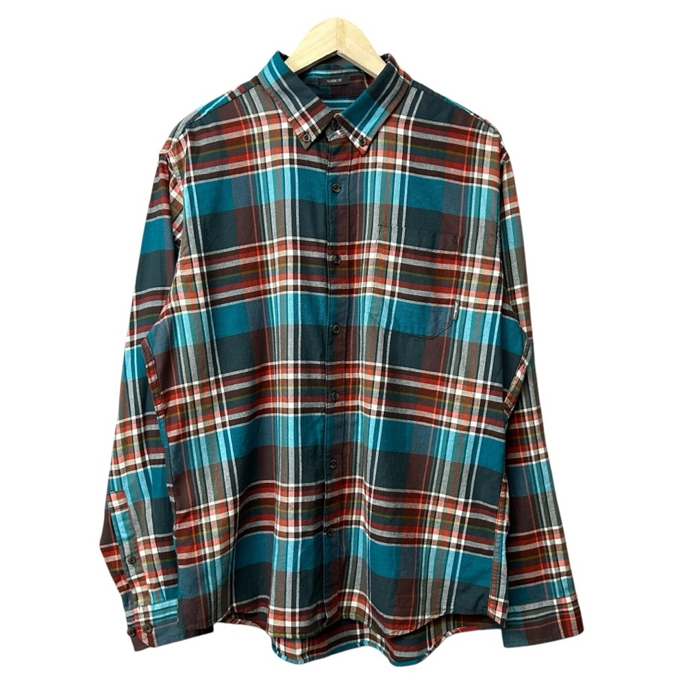 Eddie Bauer Classic Fit Long Sleeve Plaid Button Down Men’s Size Large